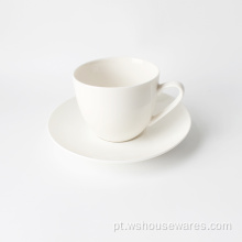 Conjunto de xícara de café bonechina branco puro britânico